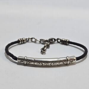 Brighton Floral Scrolled Black‎ Leather  bracelet